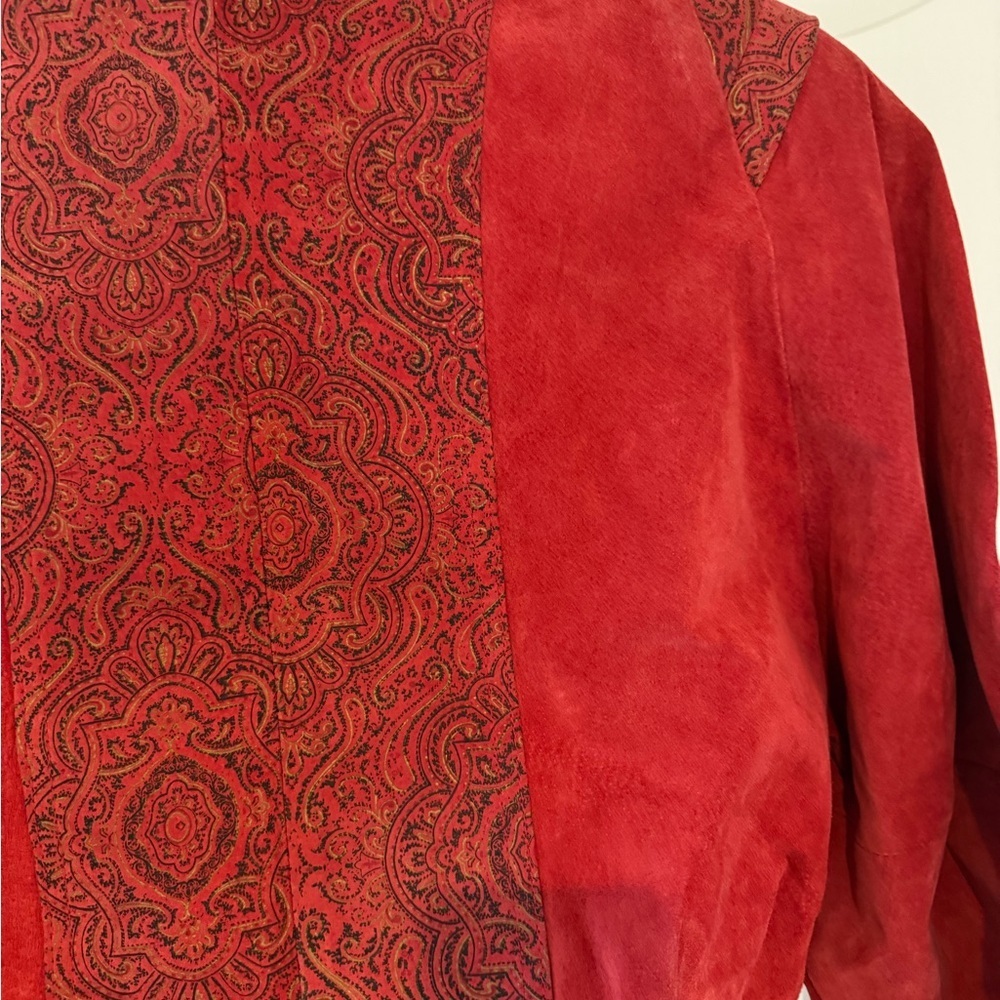 Vintage red suede Georgio Ferrini 1980s women’s jacket size large - Picture 10 of 11